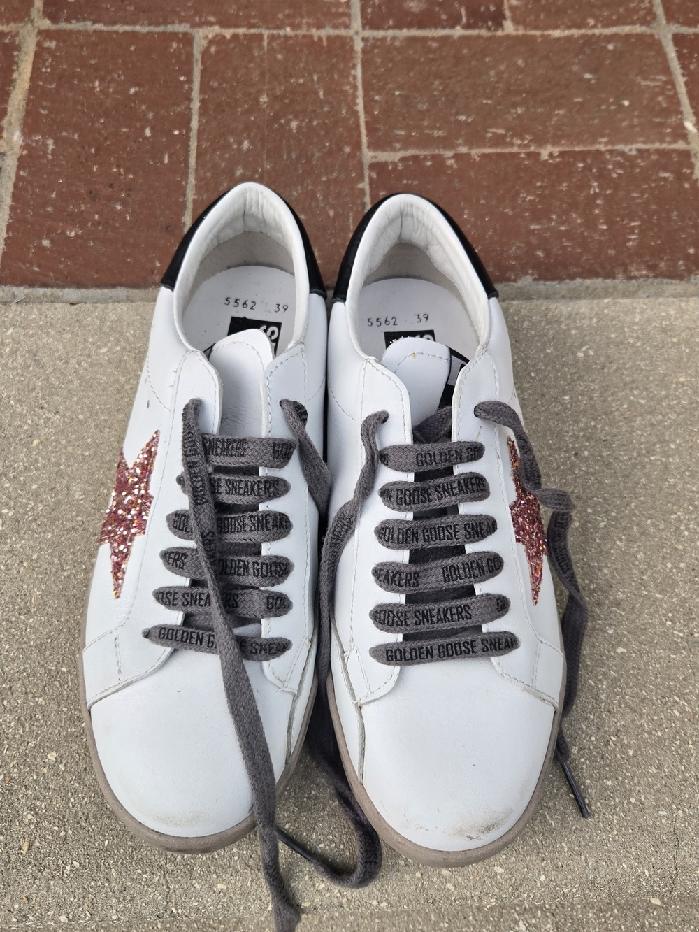 Golden Goose Venezia White Sneakers with Pink Glitter Star